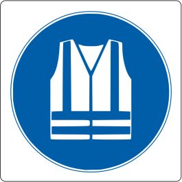 Pictogramă de podea pentru "Vestă de siguranţă obligatorie"