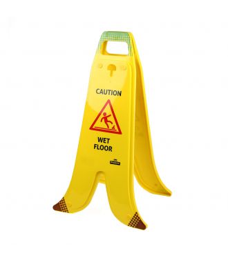Indicator pliabil în formă de banană cu cadru în formă de A pentru podele umede